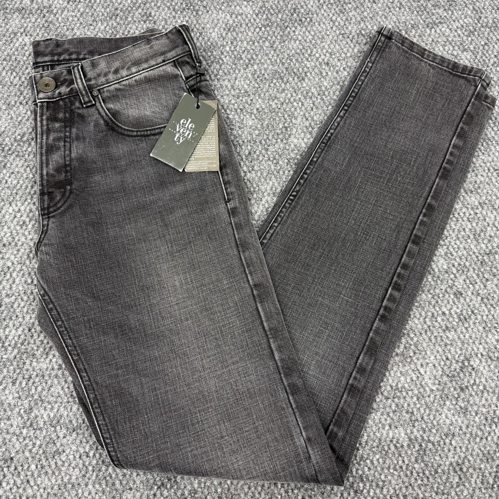 Eleventy Men's 30x33 Charcoal Black Button Fly Jeans Denim Pants Tapered Italy
